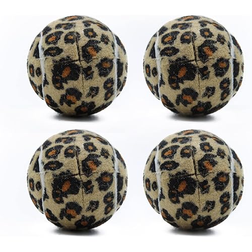 Magicorange 4 PCS Precut Walker Tennis Balls for Furniture Legs and Floor Protection, Heavy Duty Long Lasting Felt Pad Glide Coverings (Leopard Pattern)