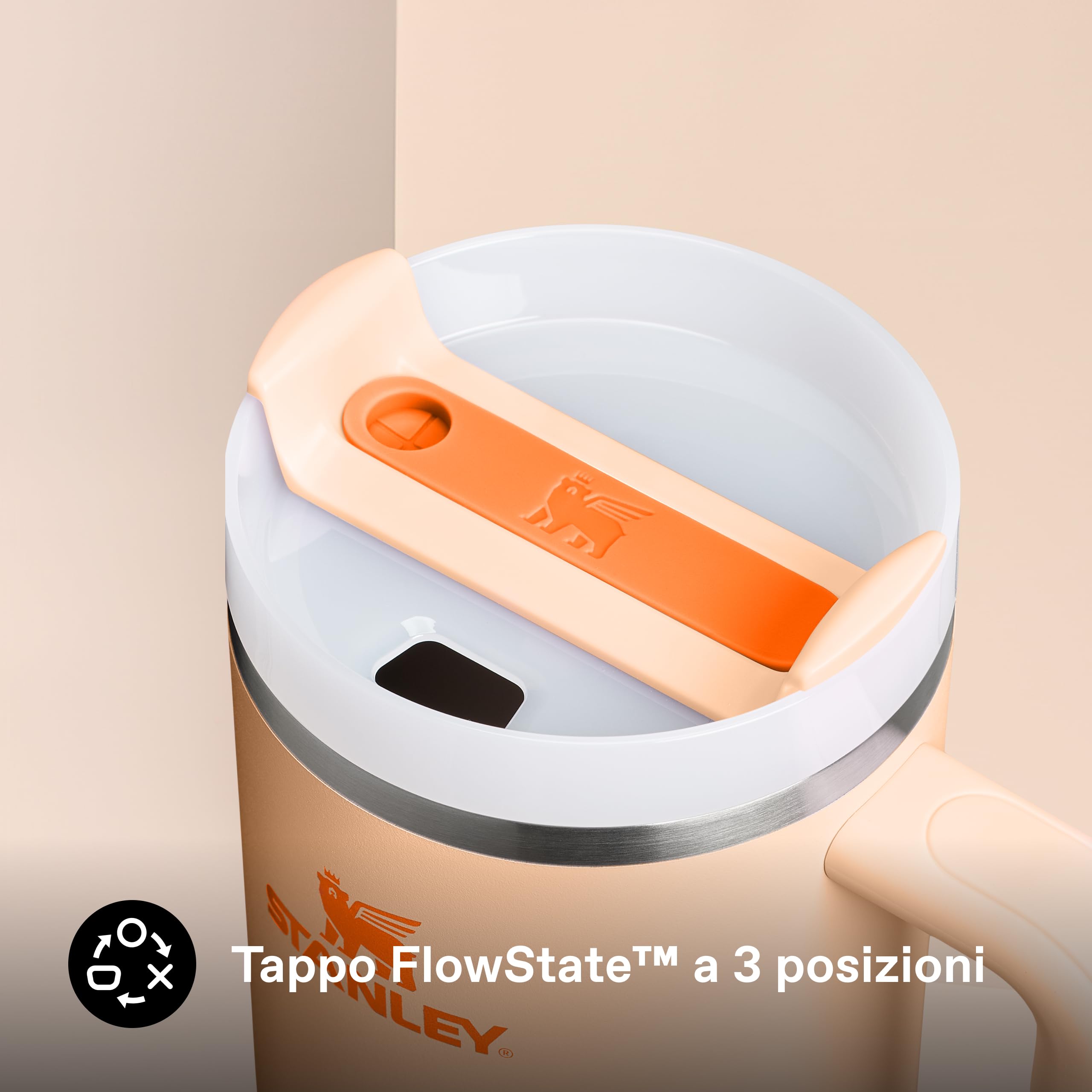 STANLEY 1913 Quencher H2.0 Flowstate Borraccia Con Cannuccia 1.2L - Freddo Per 11 Ore - Con Ghiaccio Per 48 Ore - Senza BPA - Tazza Termica Con Manico - Orange Sherbet