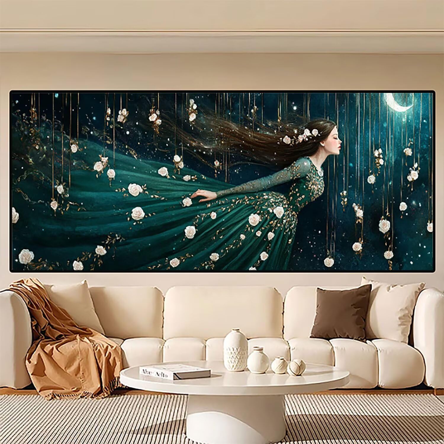 Diamond Painting Mond, 5D Mädchen Diamond Painting Erwachsene Bastelset Kinder ab 6 Jahre, DIY Crystal Art Kreativ Set für Erwachsene Mosaikherstellung Bastelset für Deko Wohnzimmer 70x140cm 0R-709