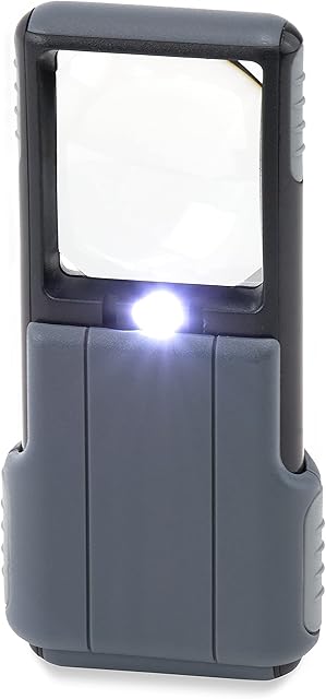 Carson PO-55 MiniBrite 5x Pocket Magnifier with Built-In LED Light and Sliding Case, Black