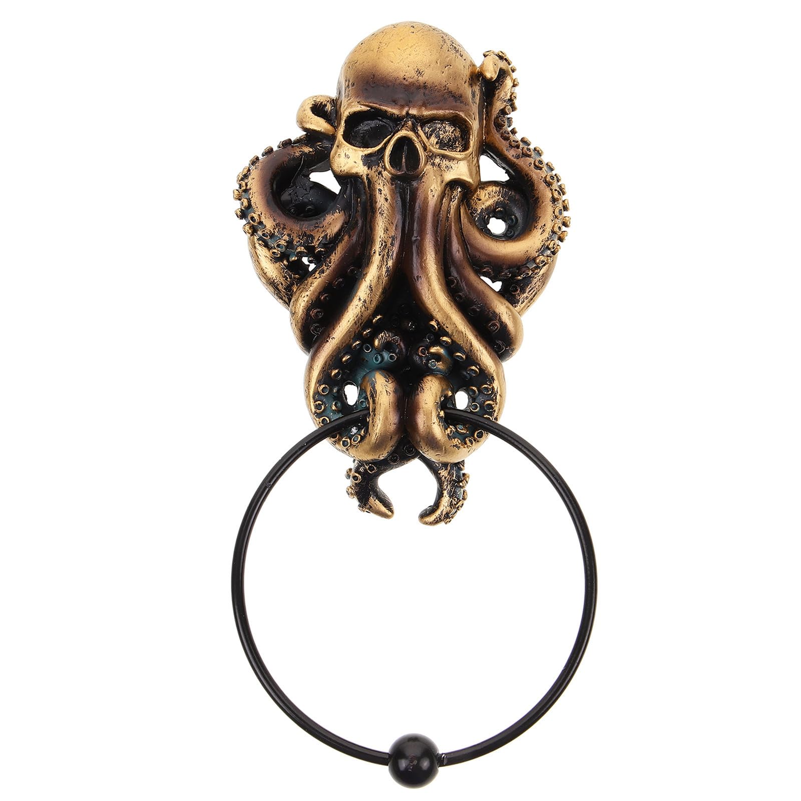 Manija para puerta de entrada de cefalópodo dorado y estilo gótico