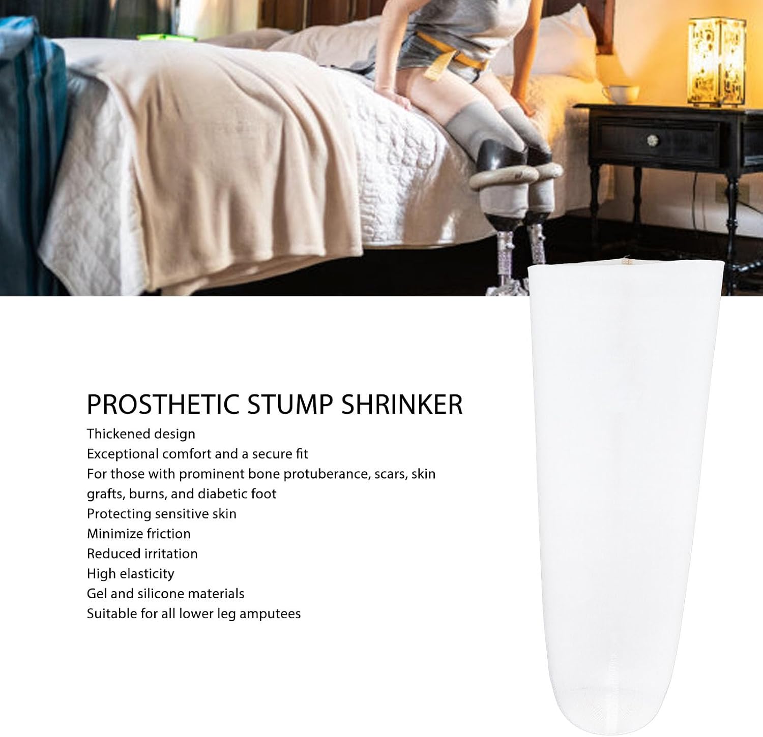 Dioche Prosthetic Stump Shrinker, Reduce Friction, Thickened High Elasticity Silicone Prosthetic Sleeves for Amputees with Improved Comfort, Skin Protective, and Reduced Irritation (S), Default