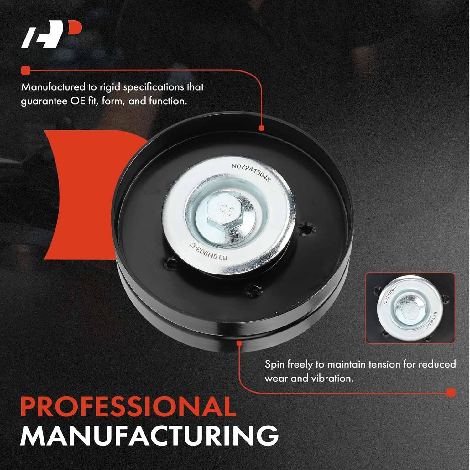 A-Premium Belt Idler Pulley Compatible with Audi A4 2009-2012, A4 Quattro 2009-2012, Q5 2011-2012, A5 2010-2012, A5 Quattro 2010-2012, 1.8L 2.0L