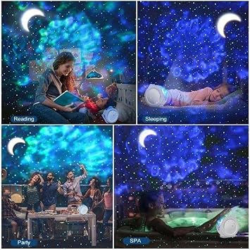3 in 1 Star Night Light Projector Starry Sky Moon Projector Ocean Nebula Lamp Music Control Household Decorative Lights