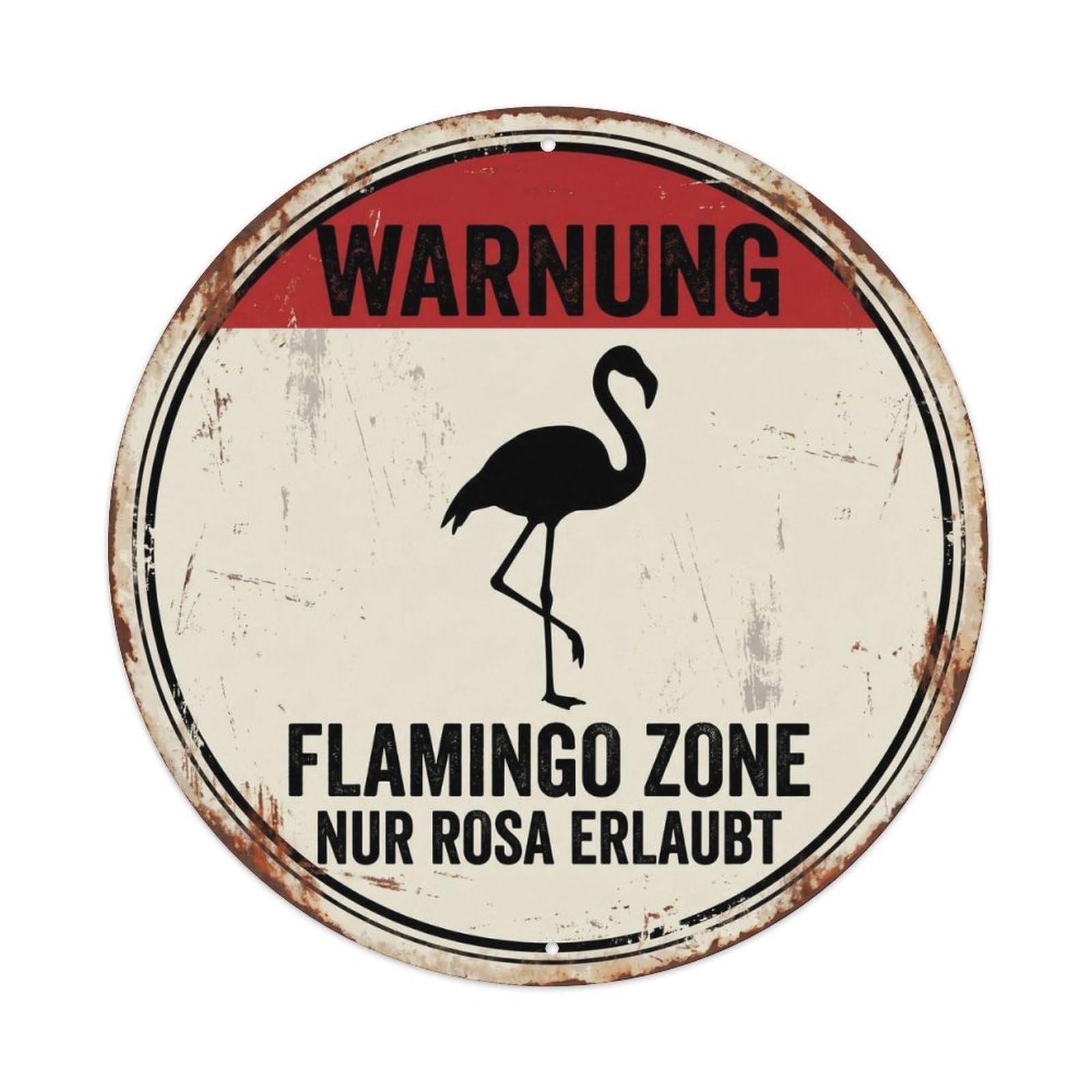 Dramatic Flamingo Pink Territory Vintage Metal Tin Sign Plaque Wall Decor for Cafe, Club, Garden Round Metal Poster 8x8Inch