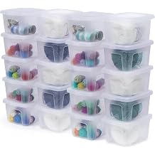 Iris Ohyama, Storage Boxes with Lids, Plastic Storage Box with Lid, Stackable, 2L/20Pack, BPA Free, Clear, W19 x D16.5 x H11cm, MCB-2