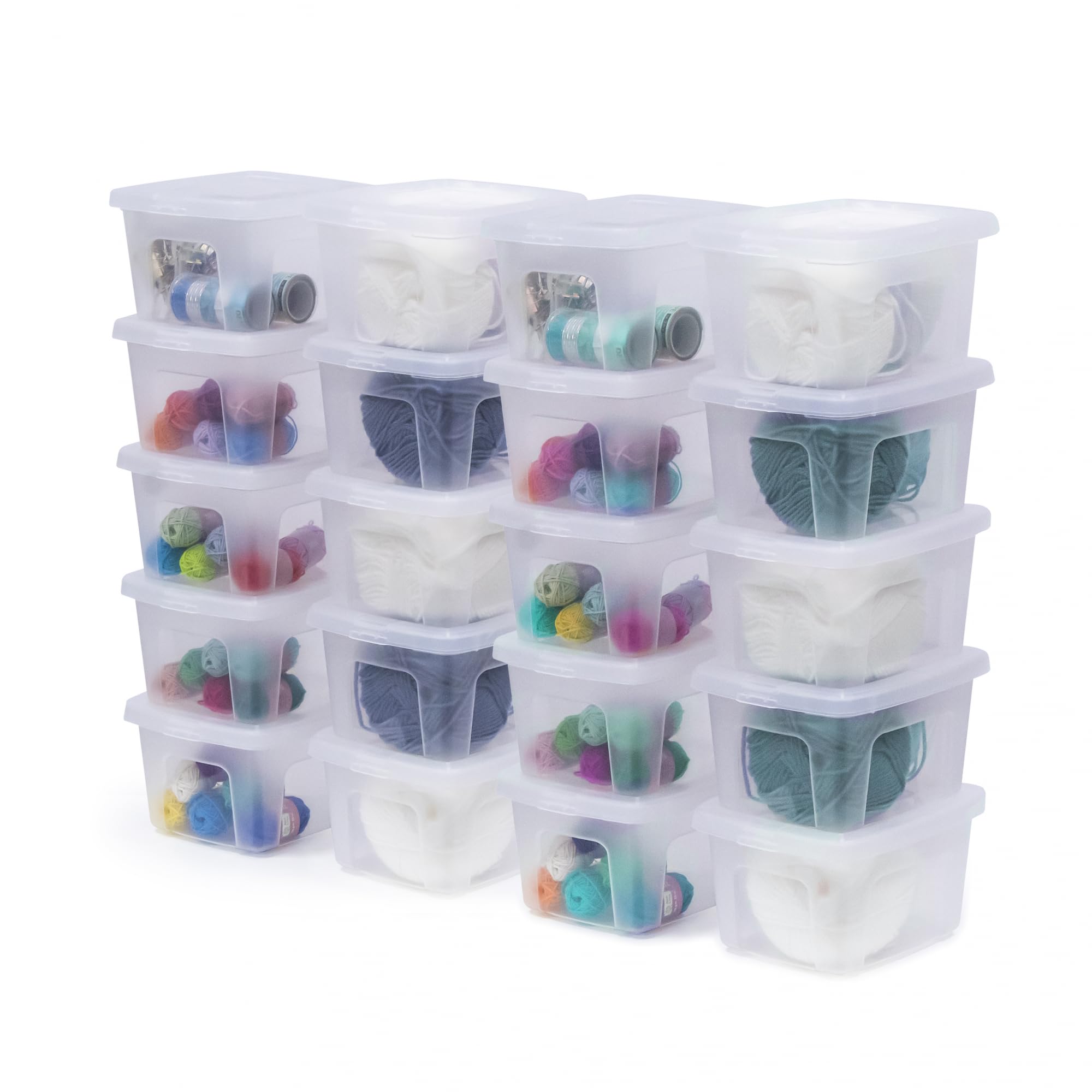 Iris Ohyama 20 Cajas de Almacenaje Plástico Versátiles con Tapa, 2L, Transparente, Cierre fácil, Apilable, para Armario, Estante, Aula, Organizadora, Ropa, Zapatos, Libre de BPA, MCB-2