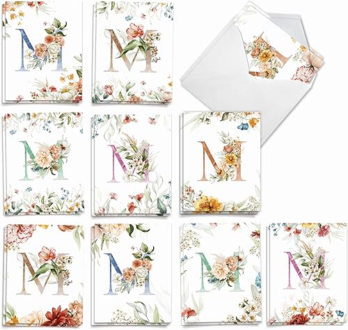 Miniatura 7 de The Best Card Company - Juego de 20 tarjetas de notas en blanco estacionarias y florales hermosas y variadas de 4 x 5.12 pulgadas con sobres, notas