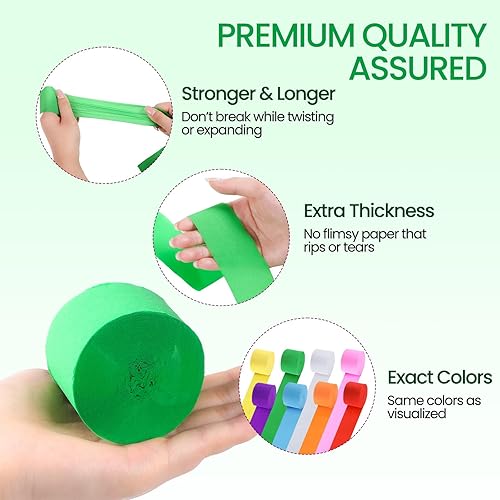 Miniatura 3 de Noveread 72 rollos de serpentinas de papel crepé, 8 colores, serpentinas de arco iris, decoración de fiesta, serpentinas para fiesta de cumpleaños,