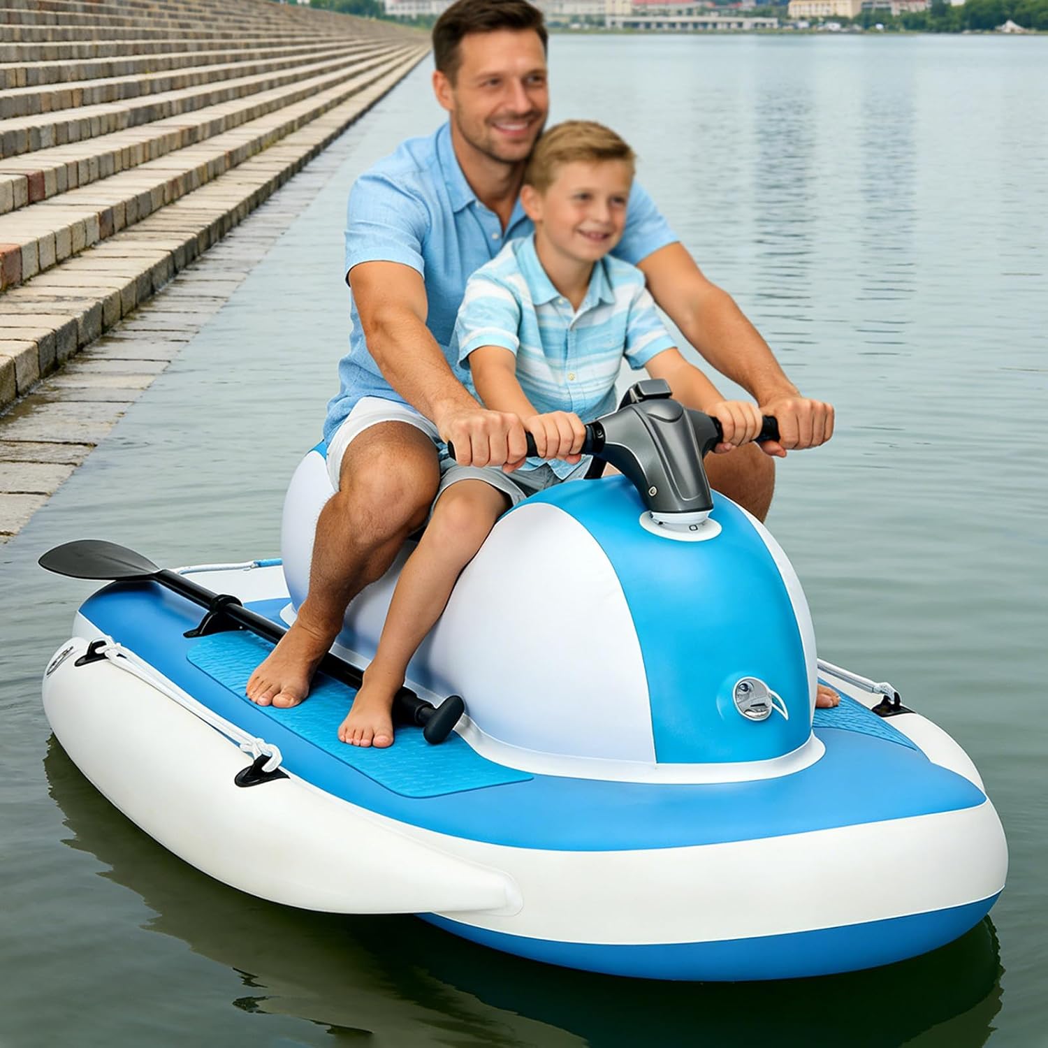 Electric Underwater Scooter with Inflatable Kayak – 3-In-1 Motor Boat & Diving Propulsor,Watch Remote,9-Speed,35-160min Runtime,Drop-Stitch PVC,for Fishing/Diving, 200 kg Capacity 500W