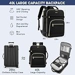 Grand sac à dos de voyage cabine : sac personnel étanche de 40L approuvé pour le vol pour femmes, sac de week-end adapté pour ordinateur portable de 17 pouces, sac à dos de voyage d'affaires avec port USB et 3 cubes de rangement