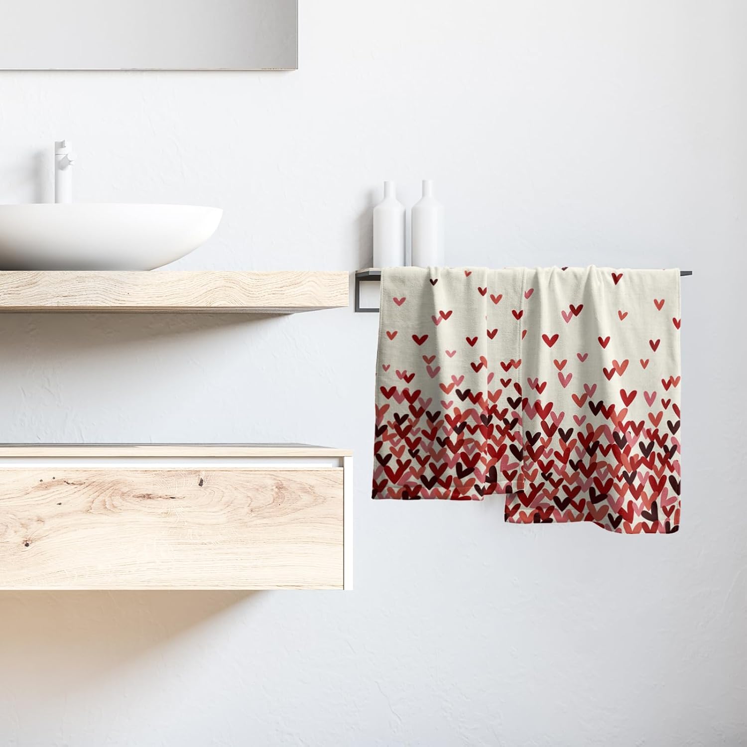 Pink Red Love Heart Hand Towels Pack of 2 Happy Valentine's Day Fingertip Towels Sweet Romantic Love Holiday Bathroom Towels Soft Fast Drying Face Towel for Kitchen Spa Gym 28.3x14.4 Inch - Image 6