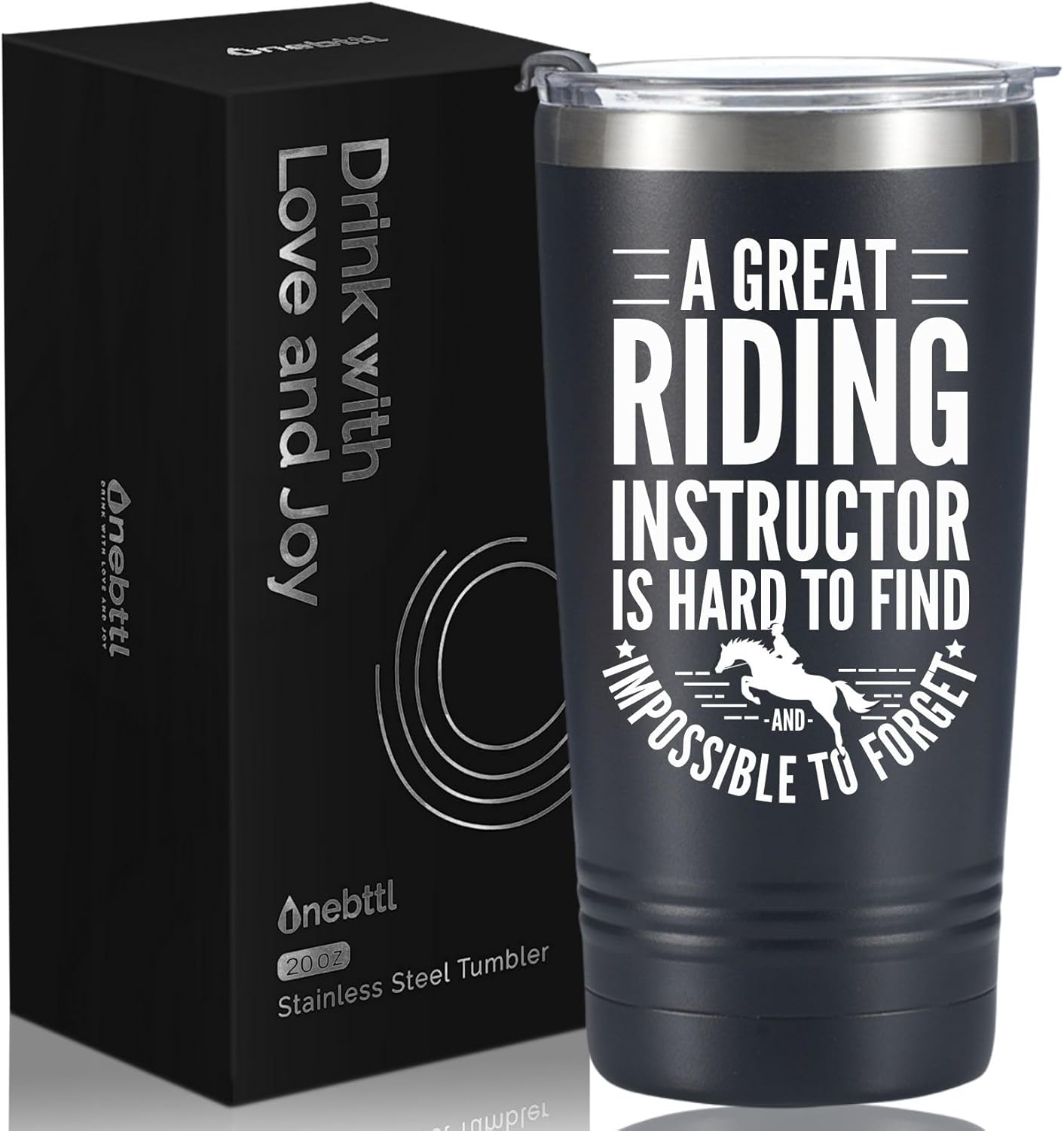 Onebttl Equestrian, Equestrian Gifts, Riding Instructor, 20oz/590ml Stainless Steel Insulated Tumbler with Lid - for Birthday, Christmas