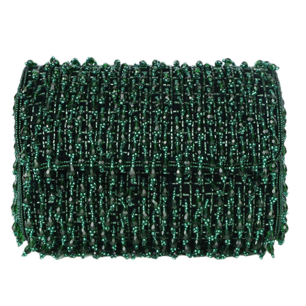 Green Velvet Embellished Women Clutch-image-22