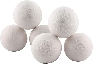 Bolas secadoras de lã com design inteligente – amaciante de tecido natural – elimina rugas e reduz a estática – para lavanderia, roupas, tecidos – organização doméstica – (pacote com 6) [branco]