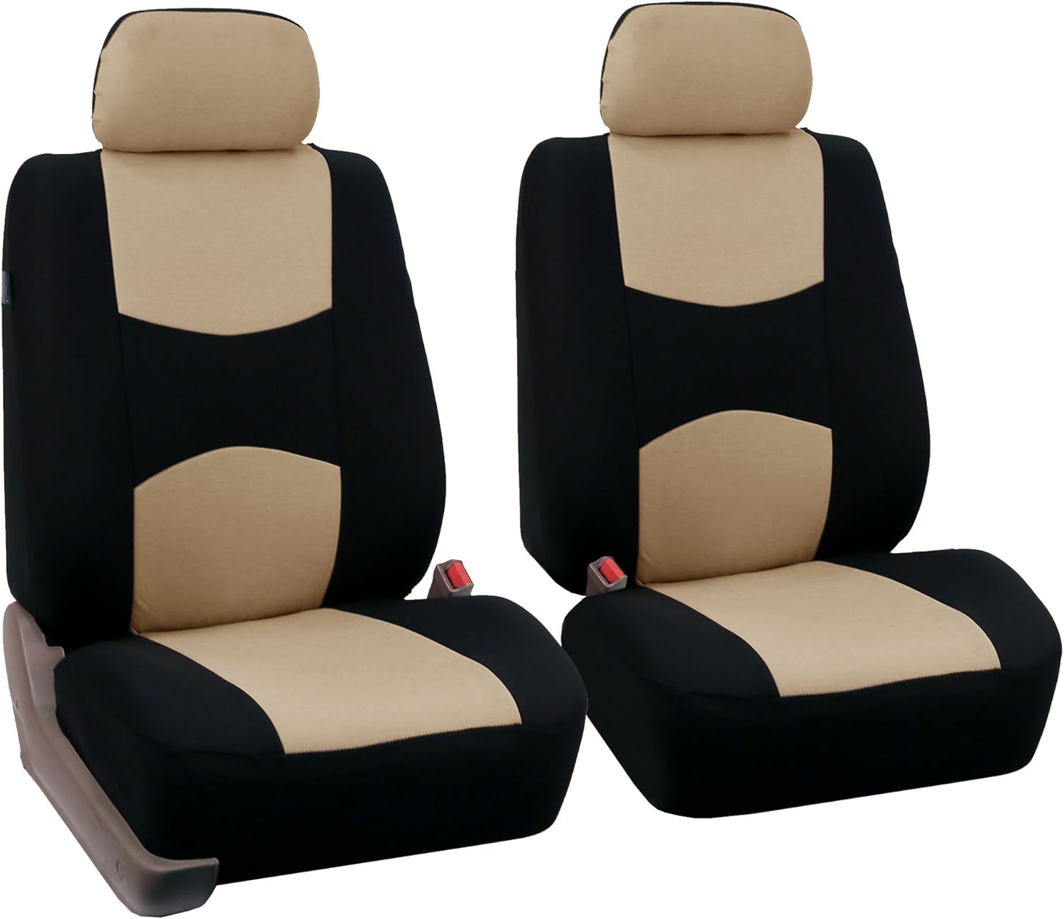 TLH Flat Cloth Seat Covers Front Set, Beige Color-Universal Fit for Cars, Auto, Trucks, SUV