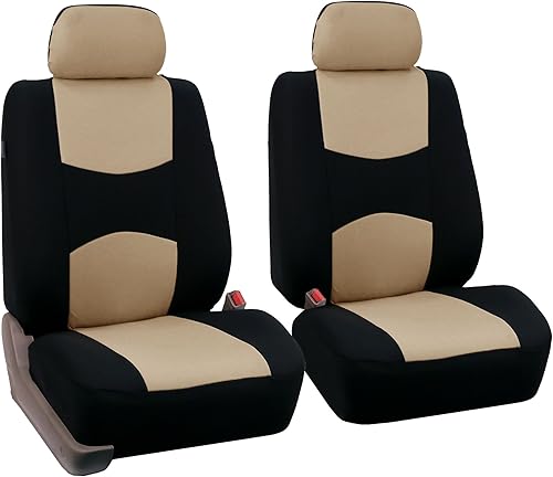 FH Group - Funda de asiento de tela plana para asiento de cubo, color negro (FH-FB050102, compatible con la mayoría de vehículos, camiones, SUVs o