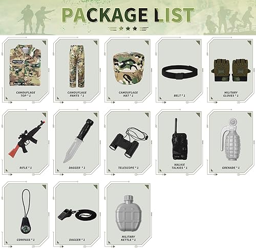 Miniatura 15 de ReliBeauty Disfraz de soldado uniforme de camuflaje del ejército