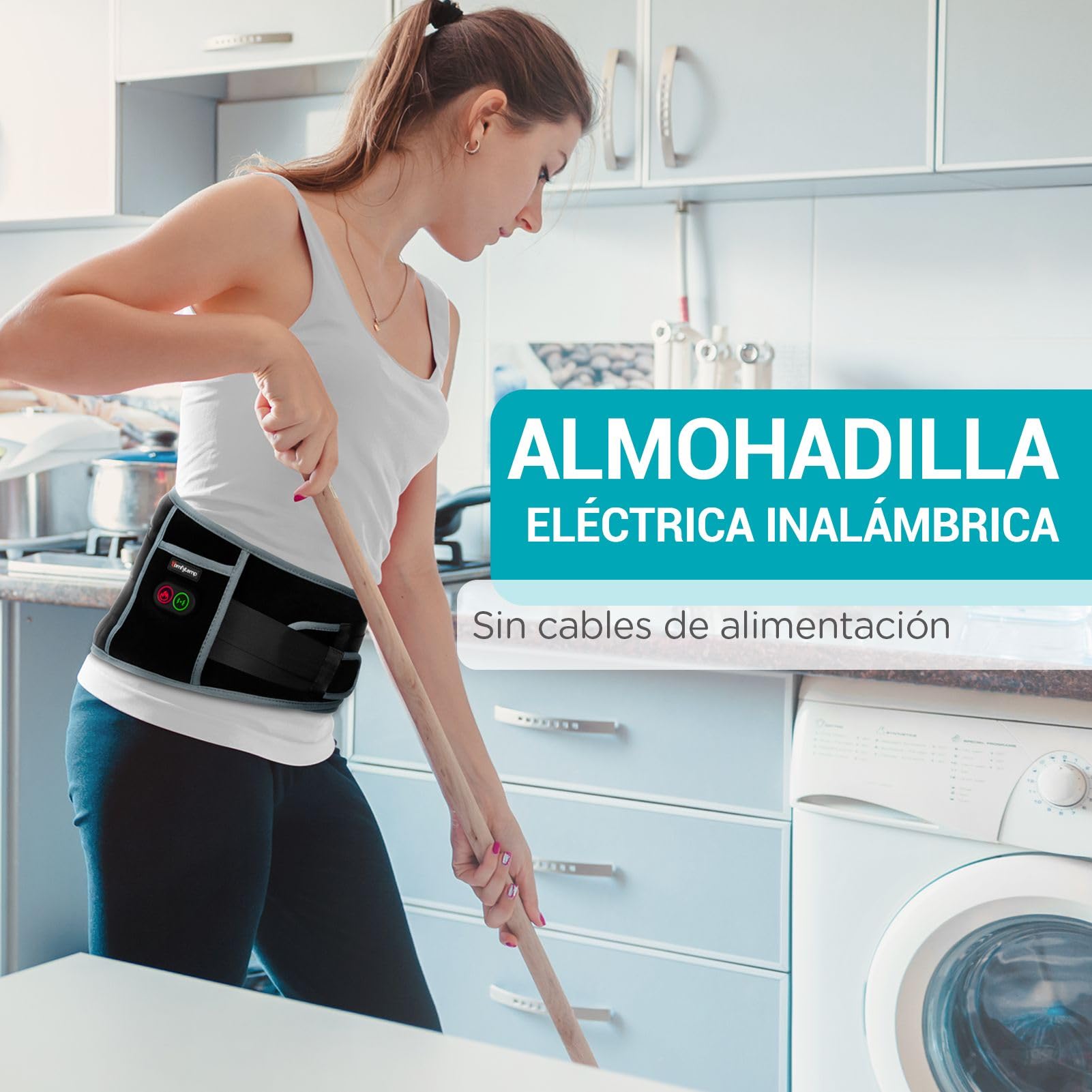 Comfytemp Almohadilla Eléctrica Lumbar, Manta Eléctrica Para Cintura Inalámbrica con 3 Modos De Calefacción Rápida y Masaje, Faja Lumbar Termica Para Zona Lumbar y Abdominal, Regalo para Papá y Mamá