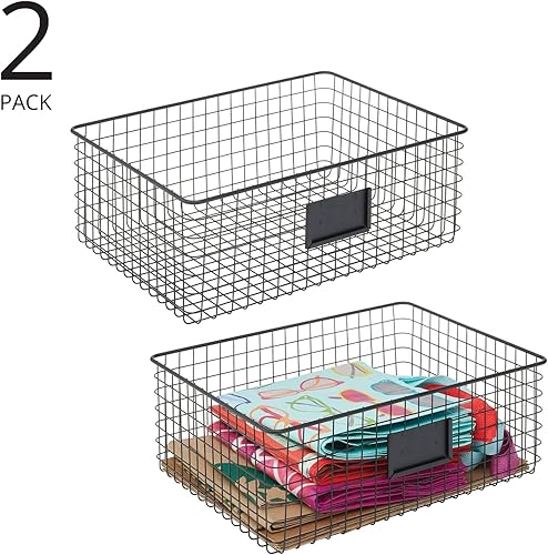 Miniatura 2 de mDesign - Canasta de rejilla de metal para organizar y almacenar alimentos, paquete de 2 unidades