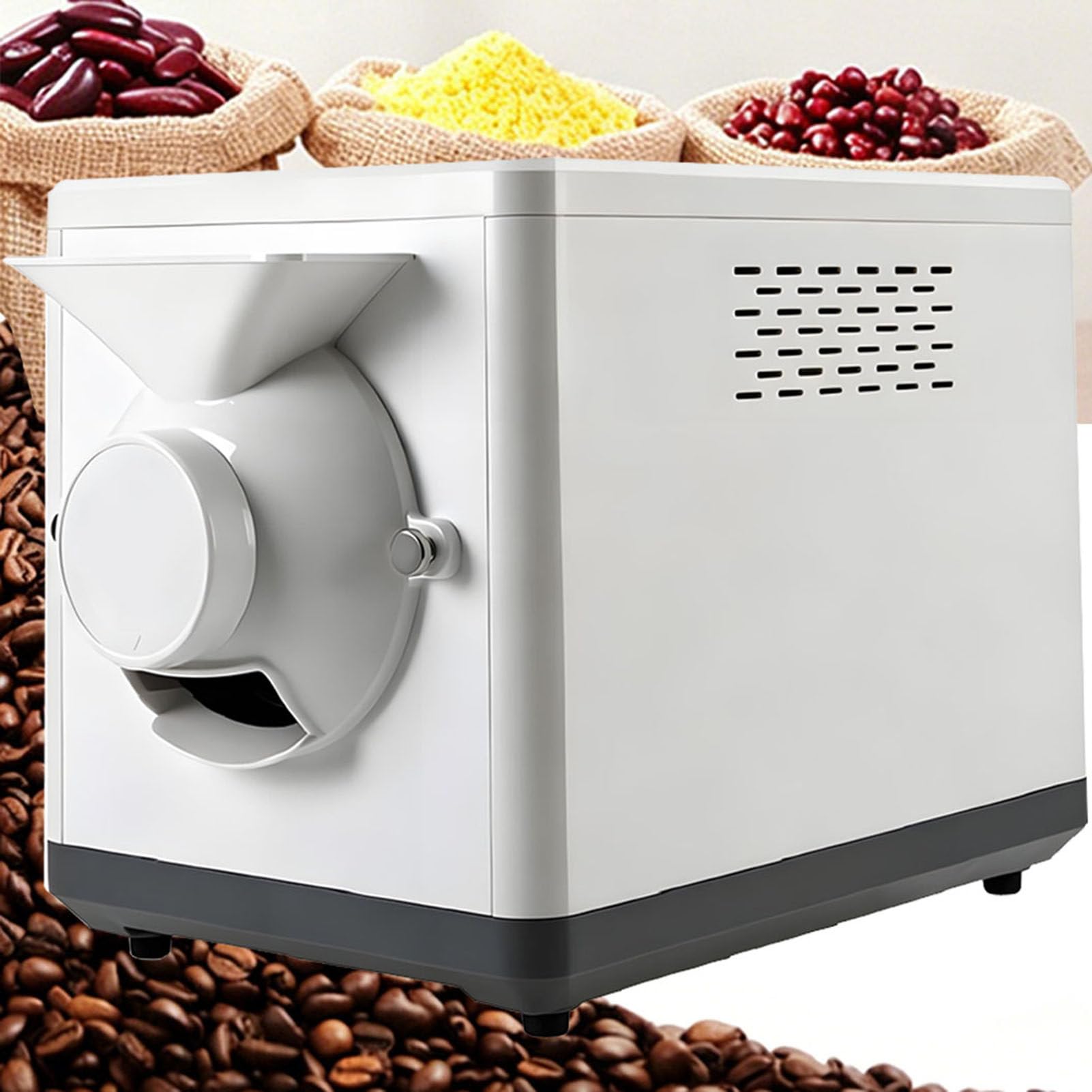SHENGSHIYU Automatic Timing Coffee Roasters,360° Even Stirring,1500G Capacity,Precise Temperature Control 100℃-250℃,Non-stick Inner Pot,Grain & Nut Roaster/Coffee Bean Roaster White