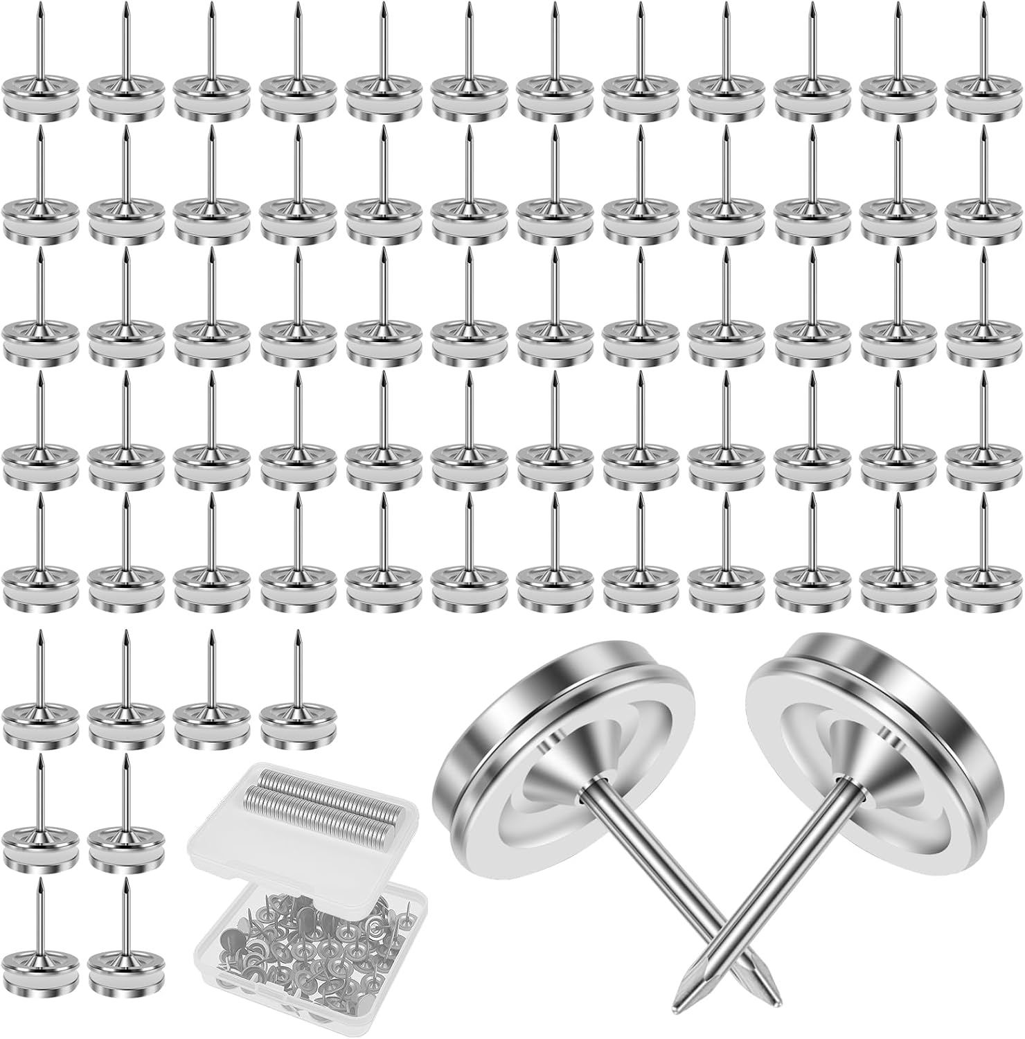 70 Pack Magnetic Push Pins Heavy Duty Metal Magnet Thumbtack, Premium Push Pin Clips Poster Hanger No Hole Damage for Photo Wall Bulletin Cork Board Drywall Office Home School