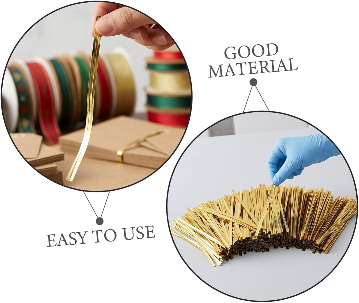 INOOMP 1600pcs Gold Twist Ties for Bags – 4 Inch Metallic Bag Sealing Ties for Party Favors Confectionery Snacks Coffee and Small Flower Stem