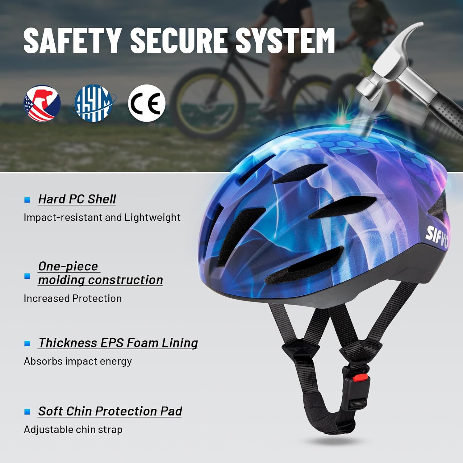 Adult Bike Helmet, SIFVO Road Bike Helmet Adjustable, Magnetic Buckle Lightweight Cycle Helmet for Men and Women Commuting Cycling Scooter Helmet