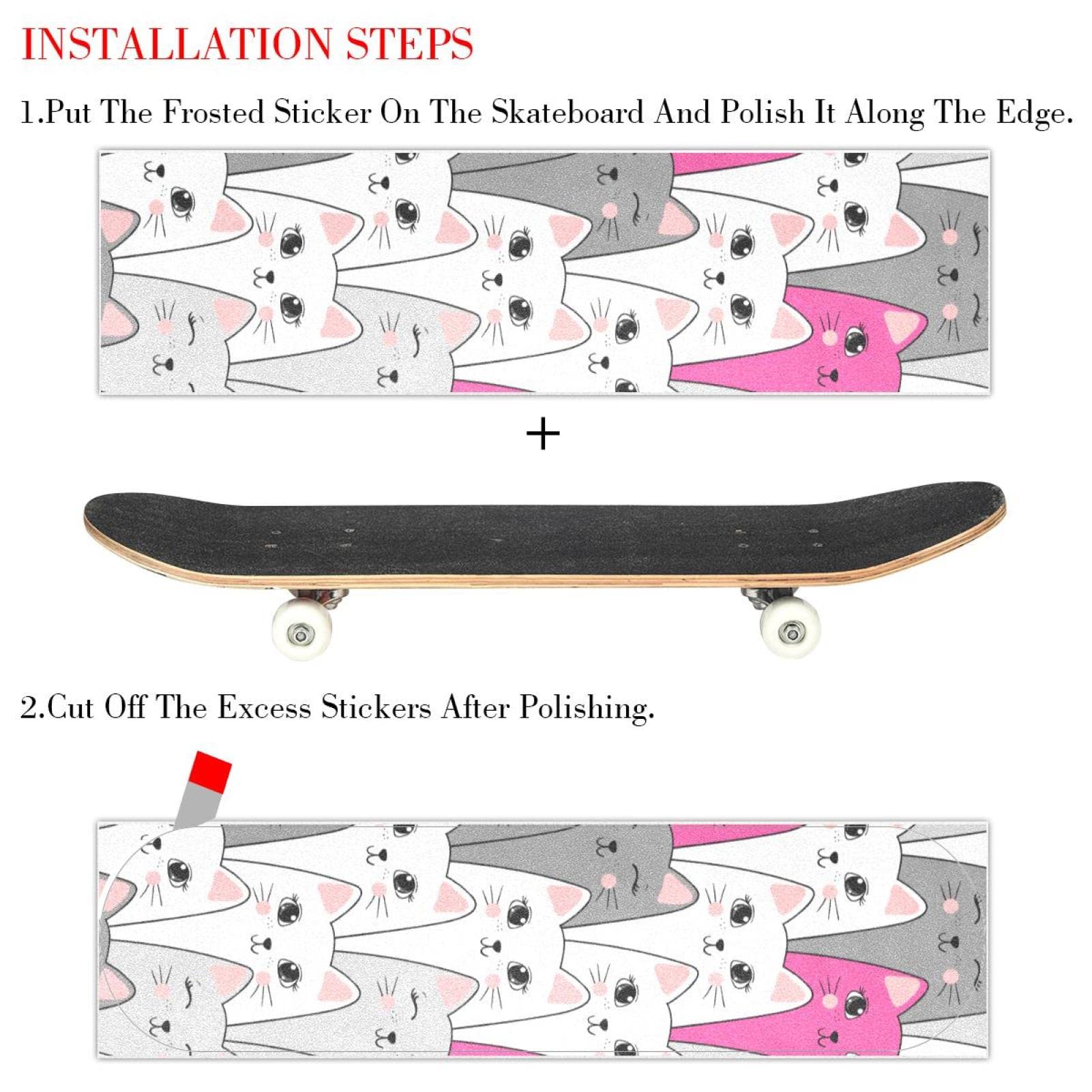Skateboard-Griptape mit niedlichem Cartoon-Katzenmotiv, 2 Stück