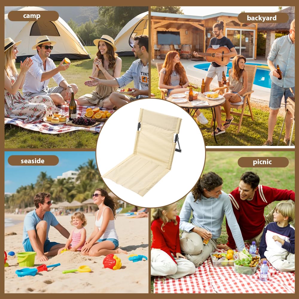 Strandsitz mit Rückenlehne, Strandstuhlkissen, Strand-Klappstuhl, Tragbare Strandliege Faltbarer, Bodenstuhl Klappbares Tribünenkissen, Strandmatte Klappbar für Picknick Garten Wandern