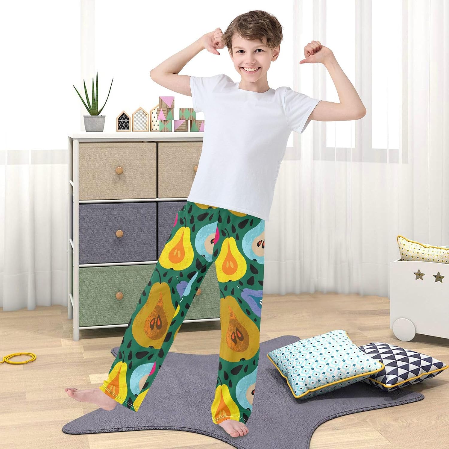 J JOYSAY Colorful Pear Darkgreen Pajamas Pants Soft Long Pajama Bottoms Lounge Sleep Pants Size S-XL