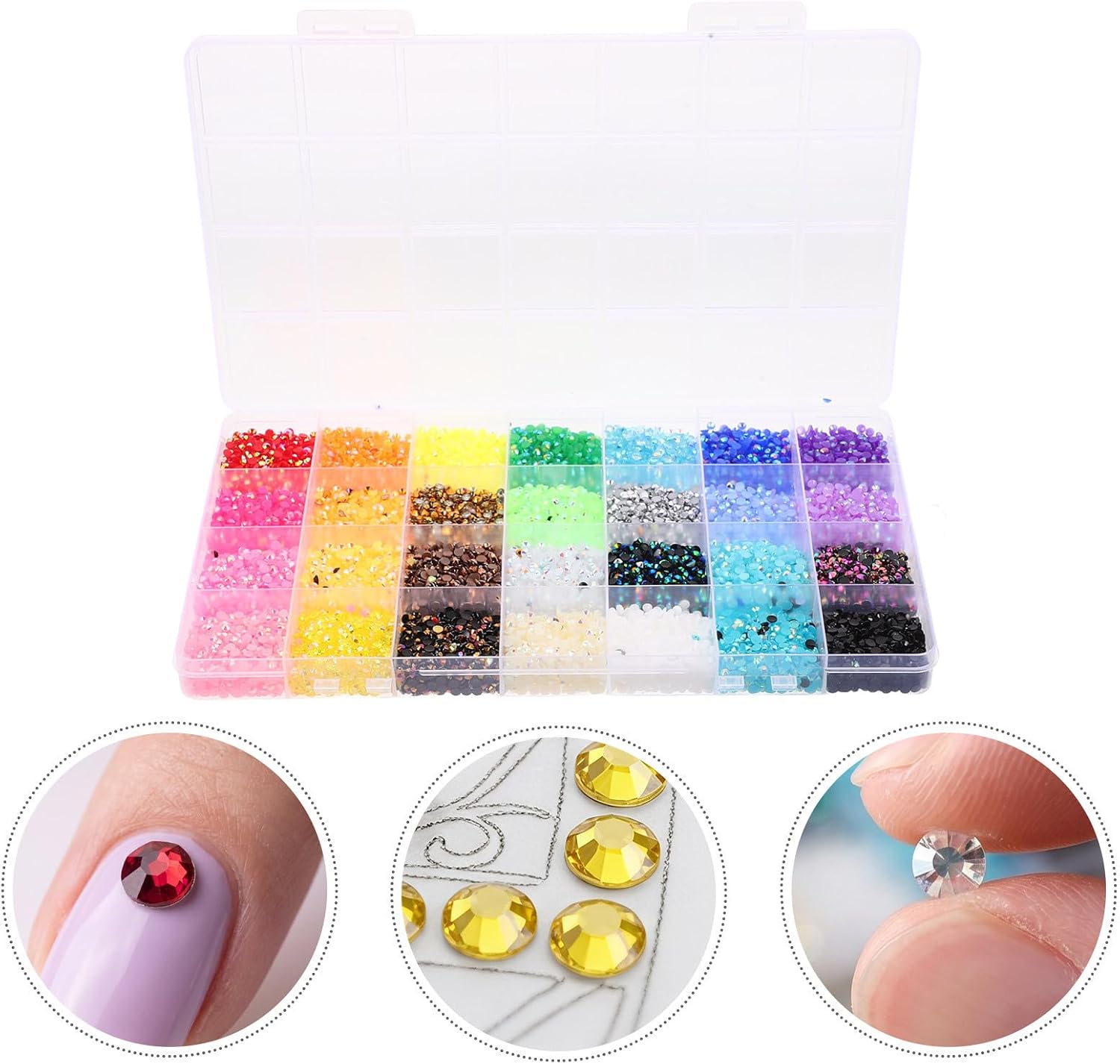 28000 Pcs 3mm Flatback Round Rhinestones for Nails and Textiles