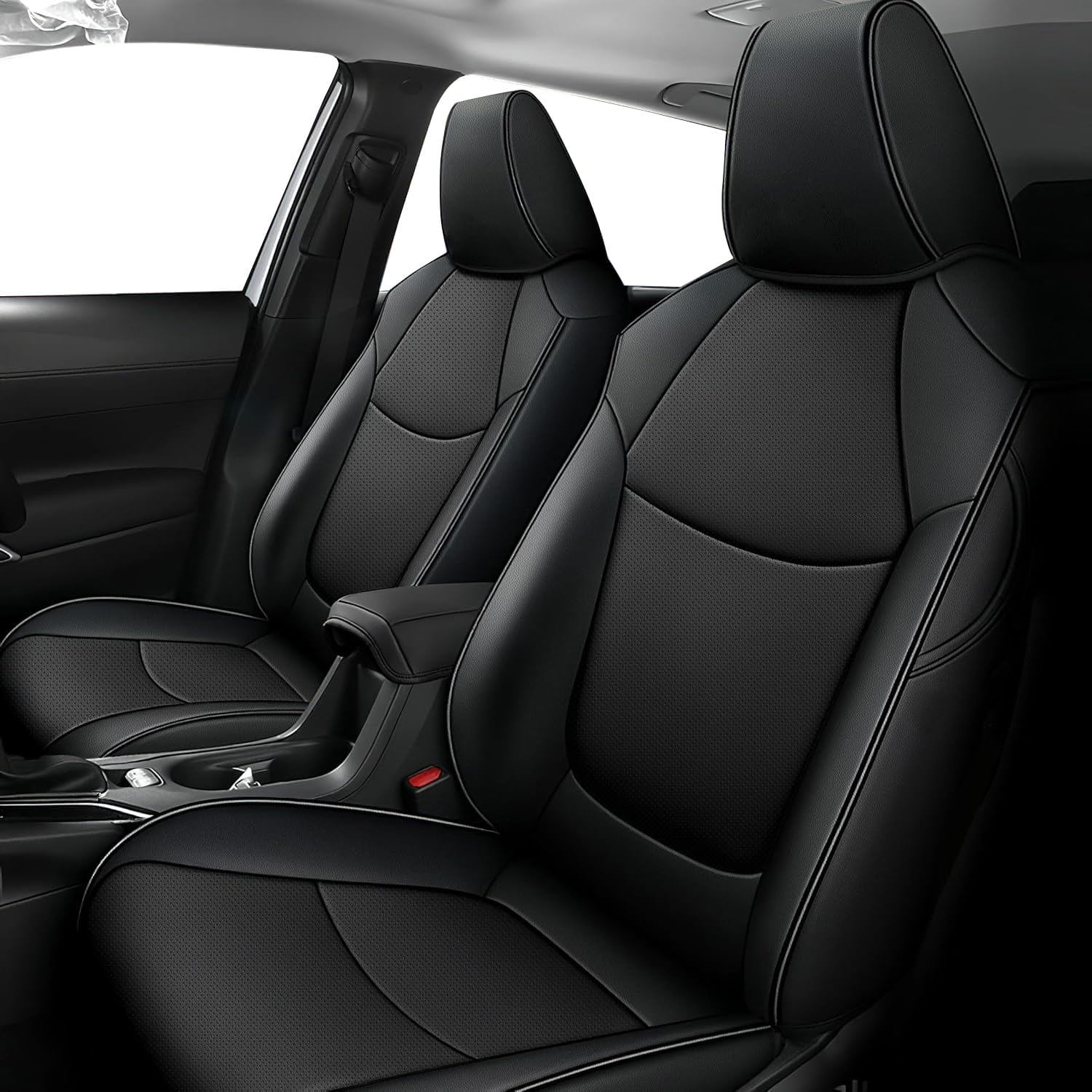 IKABEVEM Custom Fit Seat Covers for Toyota Corolla 2020 2021 2022 (L, LE) Full Set Faux Leather Waterproof Airbag Compatible Black