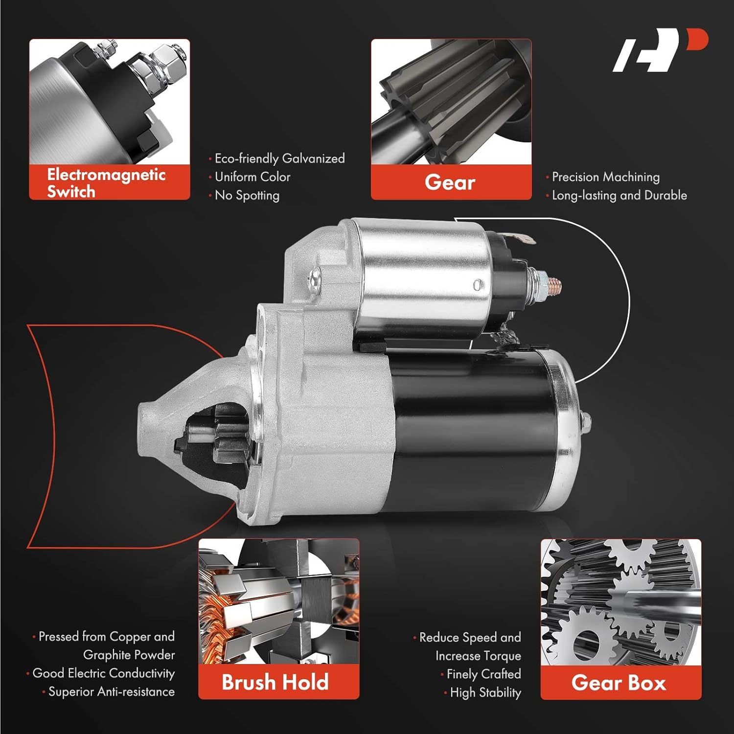 A-Premium Starter Motor Compatible with Mitsubishi Outlander 2007 2008 2009, V6 3.0L, 12V 1.4KW 8-Teeth Clockwise, Replace# 1810A096