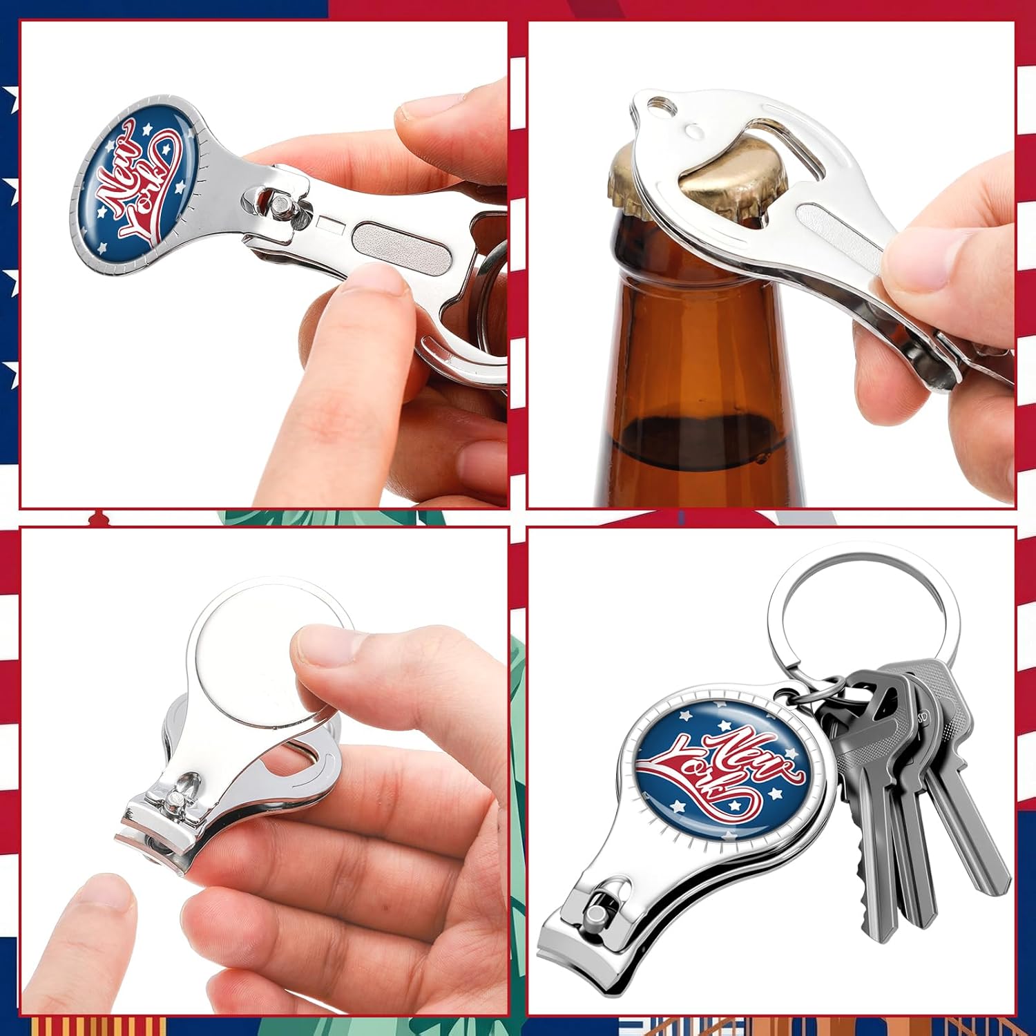 24 Set New York Keychain Souvenirs and Gifts Bulk Includes New York Keychains Bottle Openers Nail Clipper Gifts