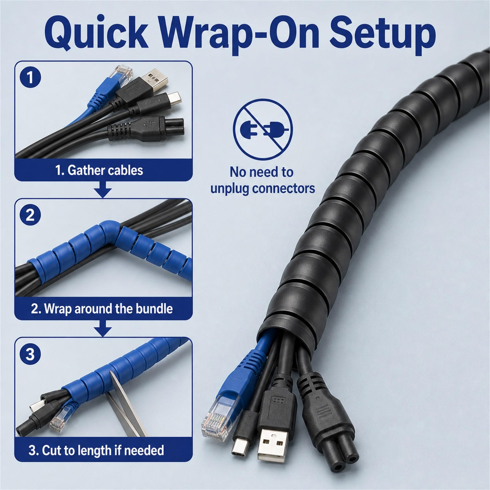 Gaine De Tuyau en Spirales,Gaine Protection Cable Spirales,Protection Tuyau Flexible Spirales Enroulement,Installation Facile,pour Luminaires ExtéRieurs