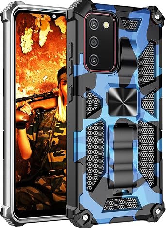 Ysnzaq Outdoor Camouflage Case for Samsung Galaxy S20 FE, Military Grade Heavy Duty Shockproof Protection with Sturdy Built-in Bracket Phone Cover for Samsung Galaxy S20 FE MC Dark Blue