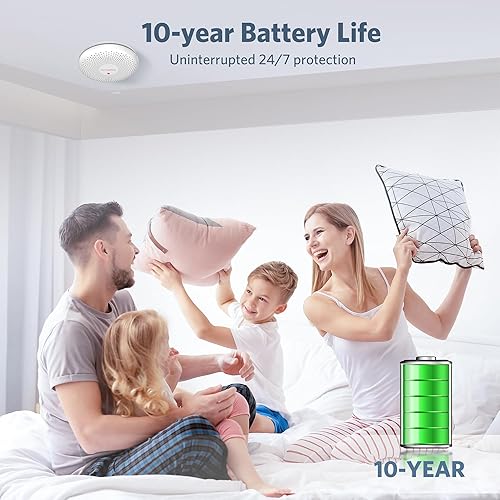 Miniatura 2 de Detector de humo y monóxido de carbono, batería de 10 años, alarma ultrafina de humo y CO con botón grande de pruebasilencio, fácil instalación