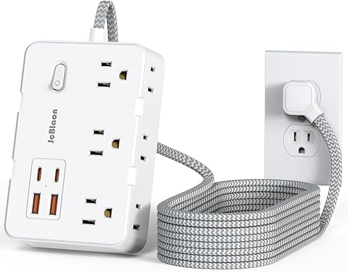Miniatura 13 de Regleta protectora contra sobretensiones con cubierta de tomacorriente, 6 salidas de CA, protección contra sobretensiones, 4 puertos USB, cable de