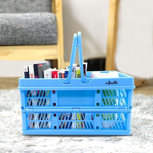 Miniatura 3 de Cajas para almacenamiento, cestas de plástico para organizar, cesta de la compra plegable, caja plegable con asas, caja de almacenamiento plegable,