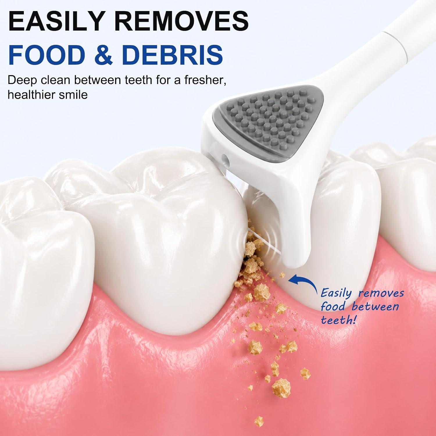 Electric Flosser Refills - 60 Replacement Floss Heads with Tongue & Gum Scraper, Woven Dental Floss Picks for Oral Care, Unwaxed Flossing Refill Heads（White） image 3