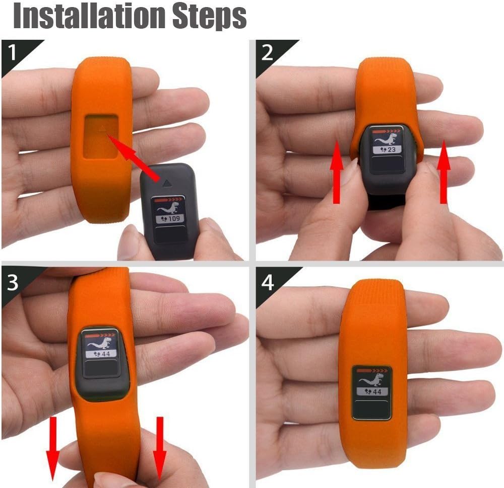 NotoCity Compatible with Garmin Vivofit JR/JR 2/3 Bands,Soft Silicone Replacement Watch Bands for Boy Girls,Orange Large