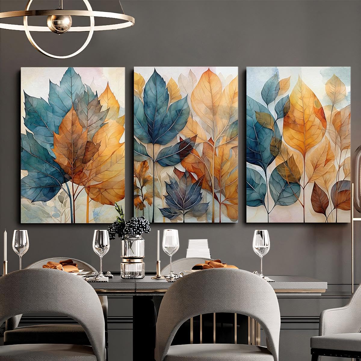 JKEVCBIAX Colorful Abstract Leaf Prints- Minimalist Botanical Posters Aesthetic Indoor Wall Decor(60x90cmx3/NO frame)