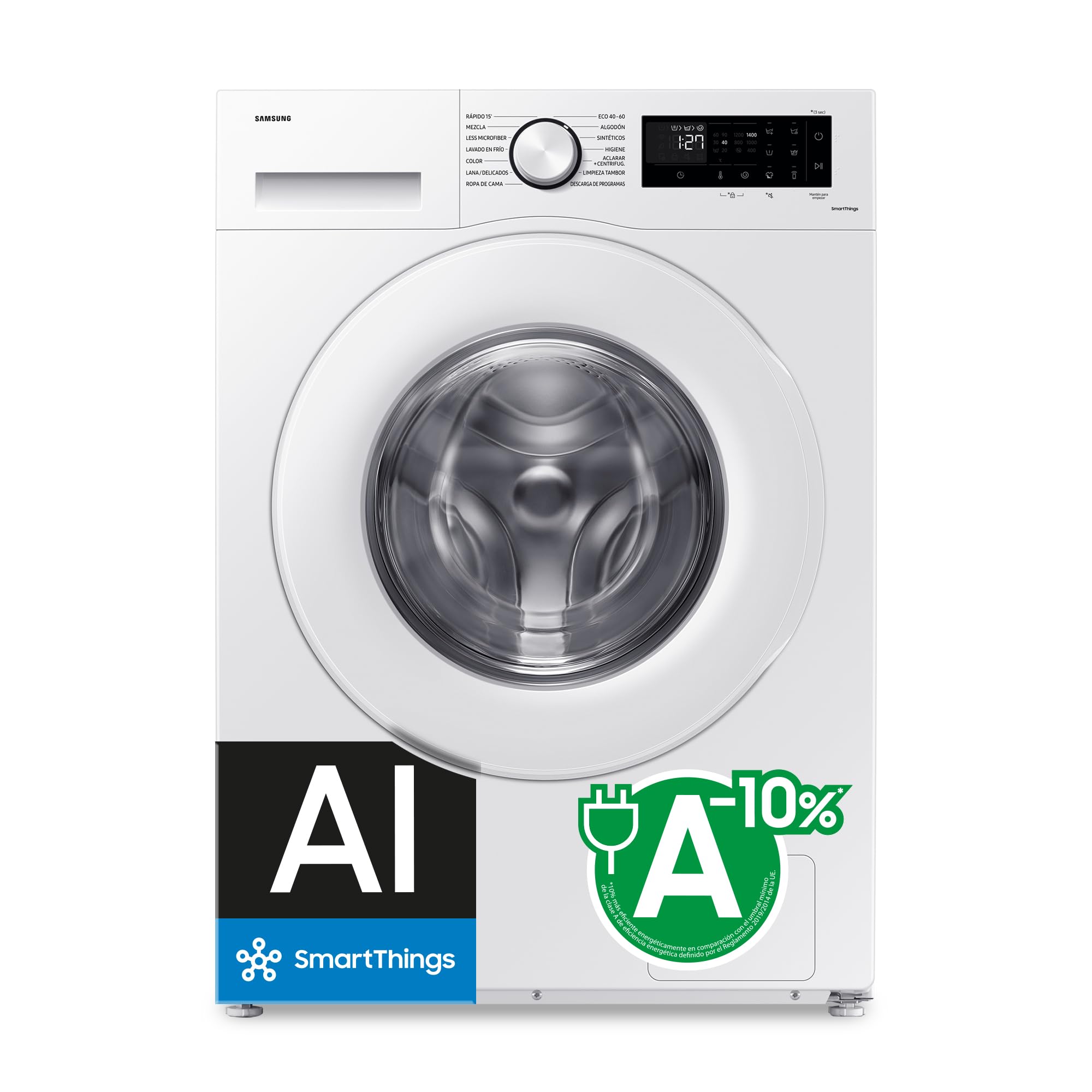 SAMSUNG WW90CGC04DTEEC - Lavadora 9KG - AI EcoBubble™ con SmartThings e Inteligencia Artificial, clase A, color blanco [Clase de eficiencia energética A]