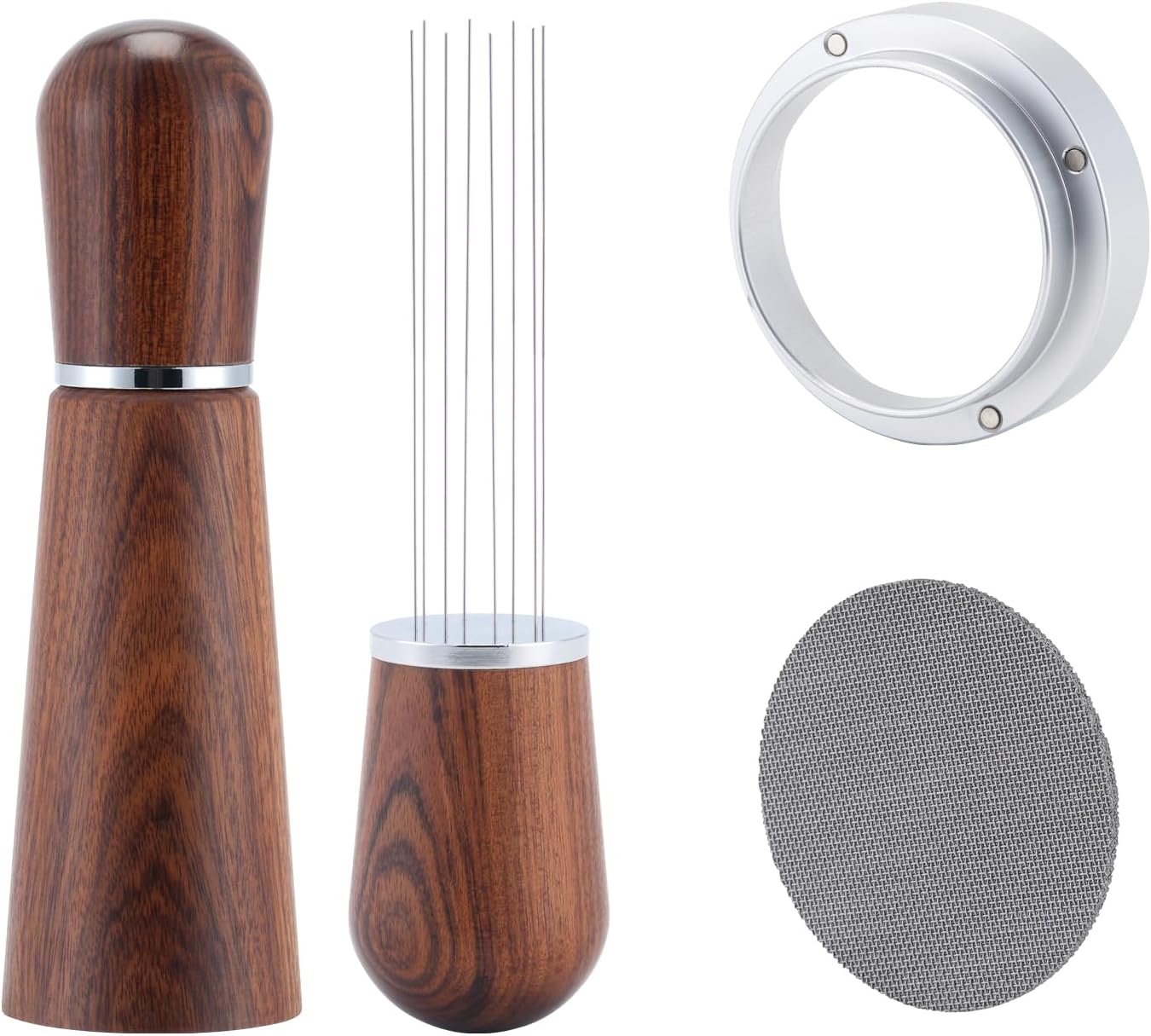 58mm Espresso Accessories Kit,316 Stainless Steel WDT Tool Espresso,Dosing Funnel and Puck Screen Set,Espresso Distribution Tool,Espresso Coffee Stirrer for Barista