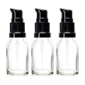nsb herbals 15 ML Clear/Transparent Round Empty Glass Bottle With Lotion Pump & Black Cap For Essential Oils, Skin Care,