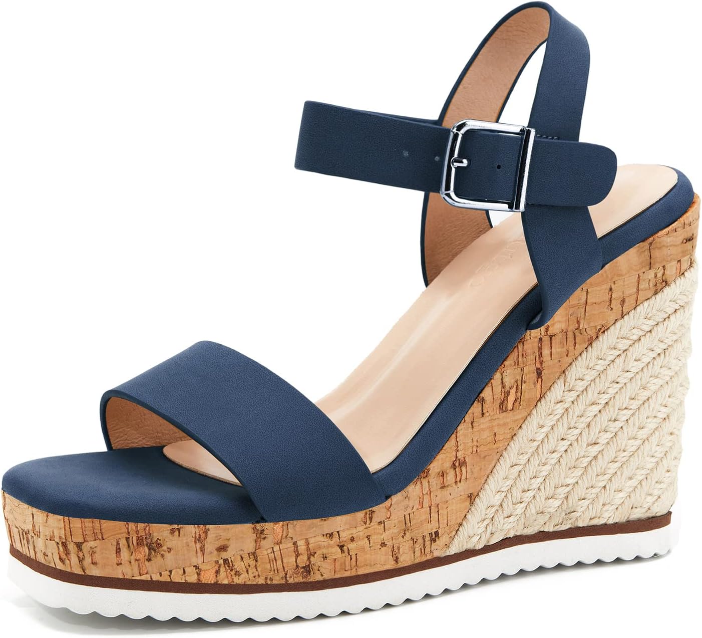 Women's Espadrille Wedge Platform Sandals Open Toe Ankle Buckle Strap Casual Summer Shoes