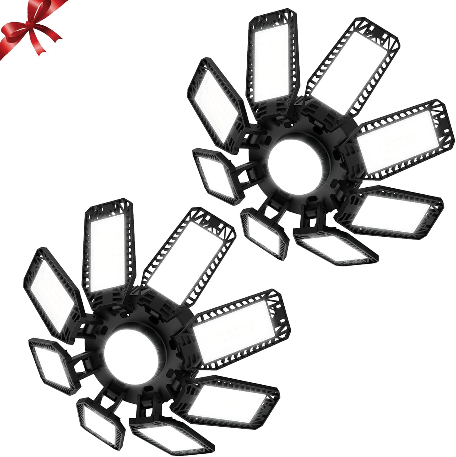 LED Garage Lights 2 Pack, 240W 24000LM Garage LED Light with 8+1 Panels