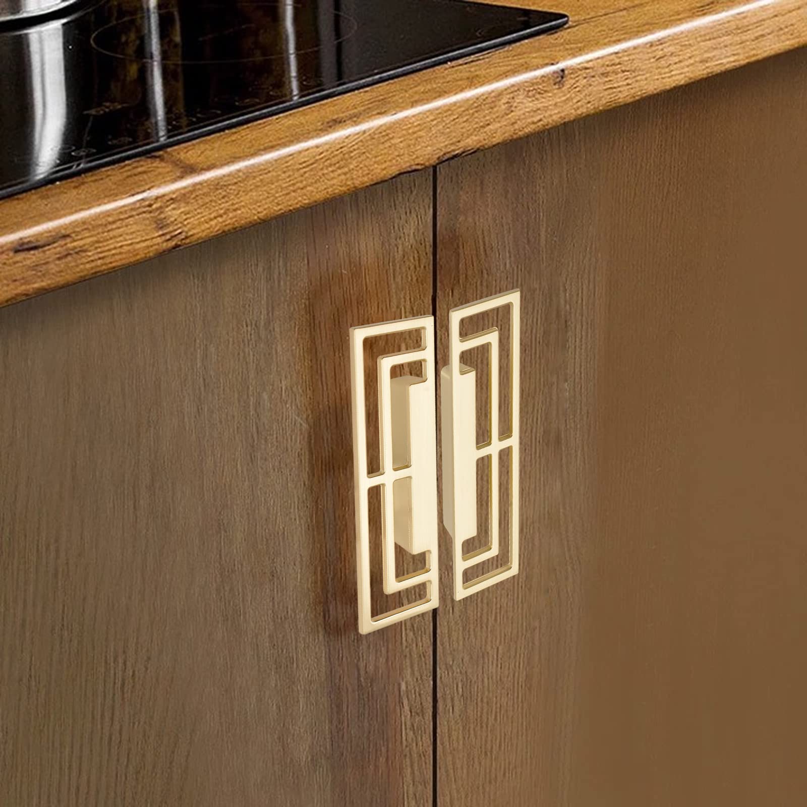 Vintage Zweedse wandkast met horizontale strepen en goudkleurige greepjes - Warenhuis Strant