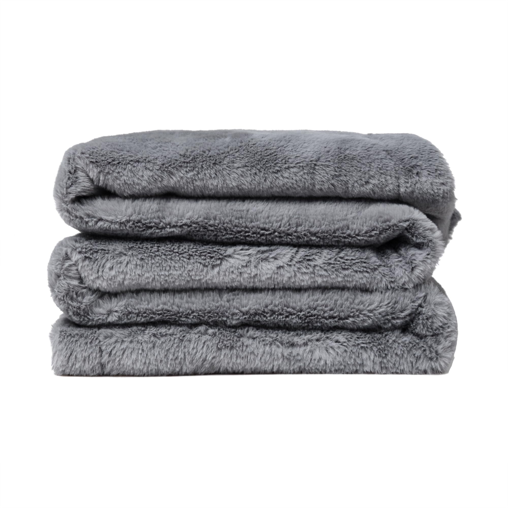 Faux Fur Blanket Soft Luxurious Plush Throw Blanket Reversible Faux Fur Cozy Comfy Minky Blankets Warm Fluffy Couch Bed Blanket 51x63 Inches Grey